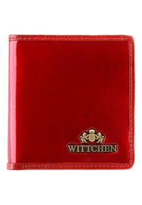 Red leather wallet featuring a glossy finish, gold-tone "Wittchen" logo, and visible stitching along the edges. Compact, bi-fold design.