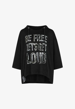 #VDR VILLADELLEROSE, SLOGAN ASYMMETRIC OVERSIZE HOODIE T-SHIRT - Μπλούζα με μακριά μανίκια - black