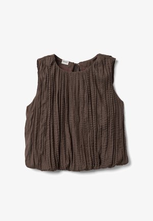 Stefanel, SLEEVELESS PLEATED TEXTURE BLOUSE REGULAR FIT. - Bluse - chocolate brown