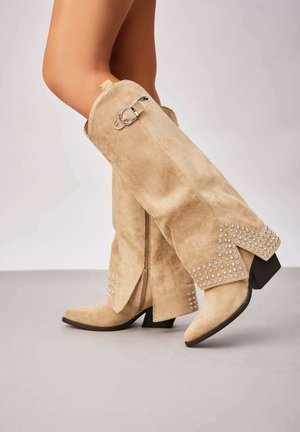 SANTIAGS - Bottes de cowboy / motard - taupe