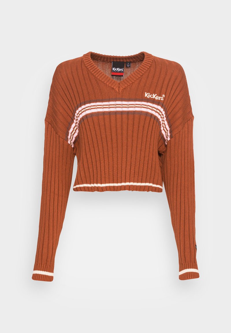 Damen Strickjacken | Kickers Classics RUST CROPPED WITH CHEST STRIPE Strickpullover rust/rot-metallic - LX07440 Damen Strickjacken | Kickers Classics RUST CROPPED WITH CHEST STRIPE Strickpullover rust/rot-metallic - LX07440