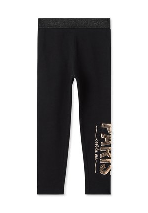CON GLITTER E PAILLETES - Leggings - nero
