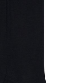 Black ribbed tights with a smooth texture, featuring a seamless toe and a durable elastic waistband for comfort and fit.