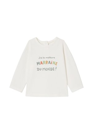 MIT DRUCKKNÖPFEN UND MESSAGE - Long sleeved top - weiß