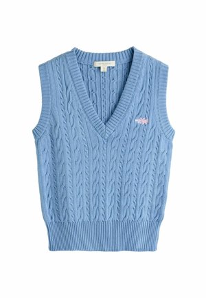 Laura Ashley, REGULAR FIT - BRAMBLE EMBROIDERED CABLE V-NECK TANK TOP - Top - light blue