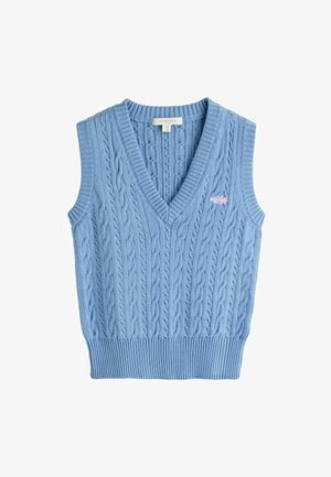 Laura Ashley, REGULAR FIT - BRAMBLE EMBROIDERED CABLE V-NECK TANK TOP - Top - light blue
