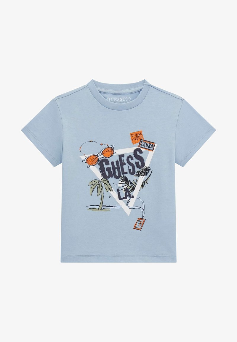 Guess FRONTLOGO - T-shirt imprimé - himmelblau