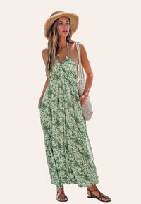 Cupshe DITSY HALTERNECK - Maxi šaty - green white