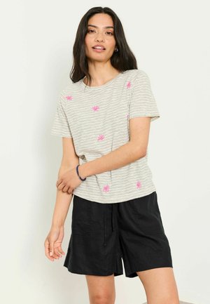 FatFace, REGULAR FIT - STRIPE EMBROIDERED FLOWER T-SHIRT - Trükipildiga T-särk - ivory