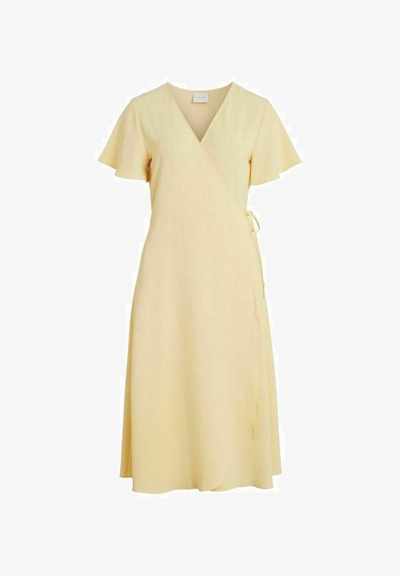 VILA VILOVIE S/S WRAP MIDI DRESS - NOOS - Robe de jour - sunlight