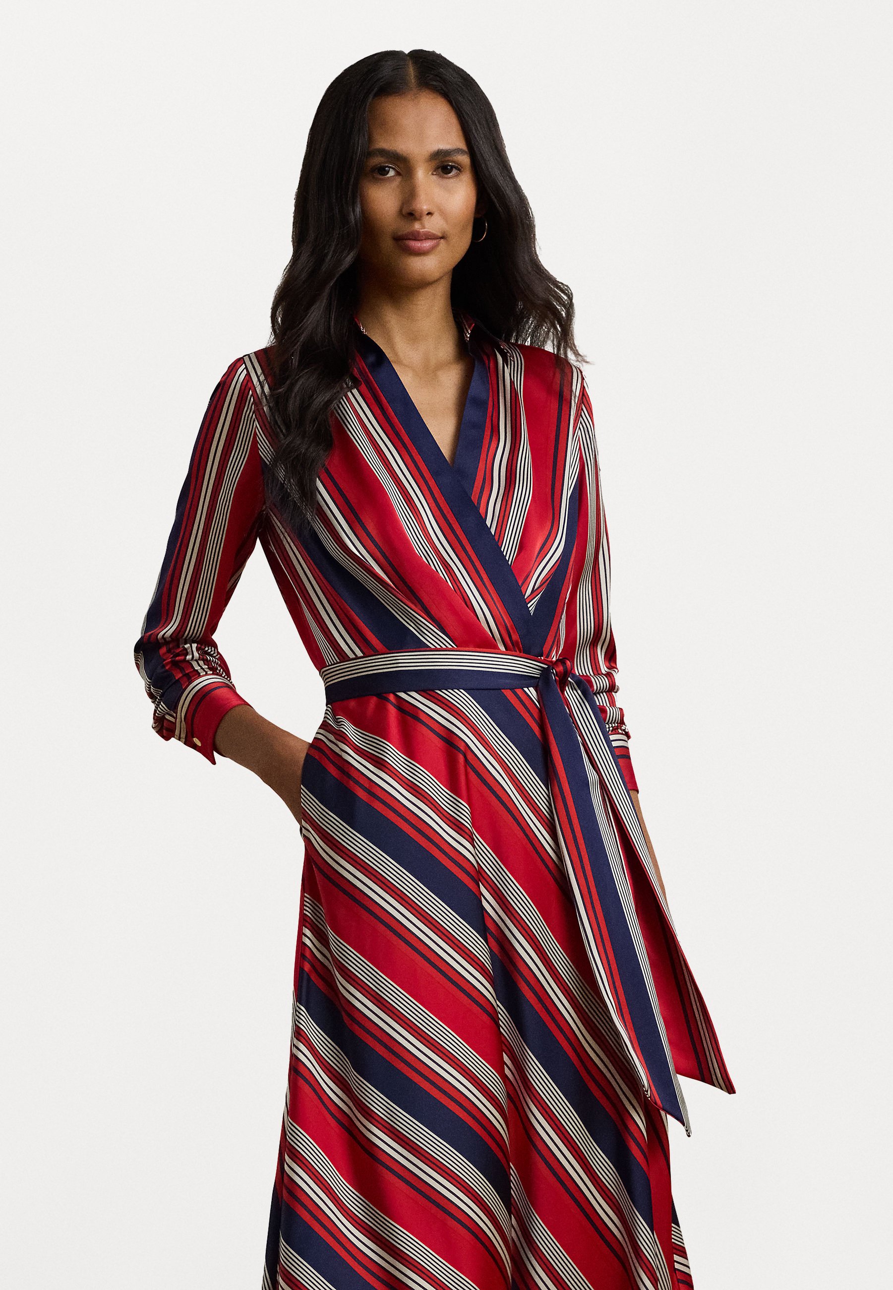 Lauren Ralph Lauren STRIPED CHARMEUSE MIDI DRESS - Day dress - red/multi-colored/red - Zalando Lauren Ralph Lauren STRIPED CHARMEUSE MIDI DRESS - Day dress - red/multi-colored/red - Zalando