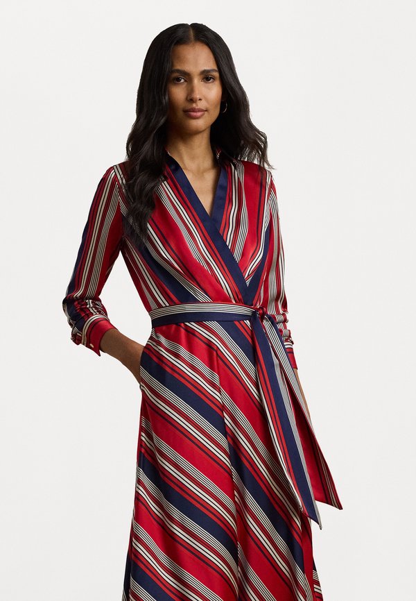 STRIPED CHARMEUSE MIDI DRESS - Day dress