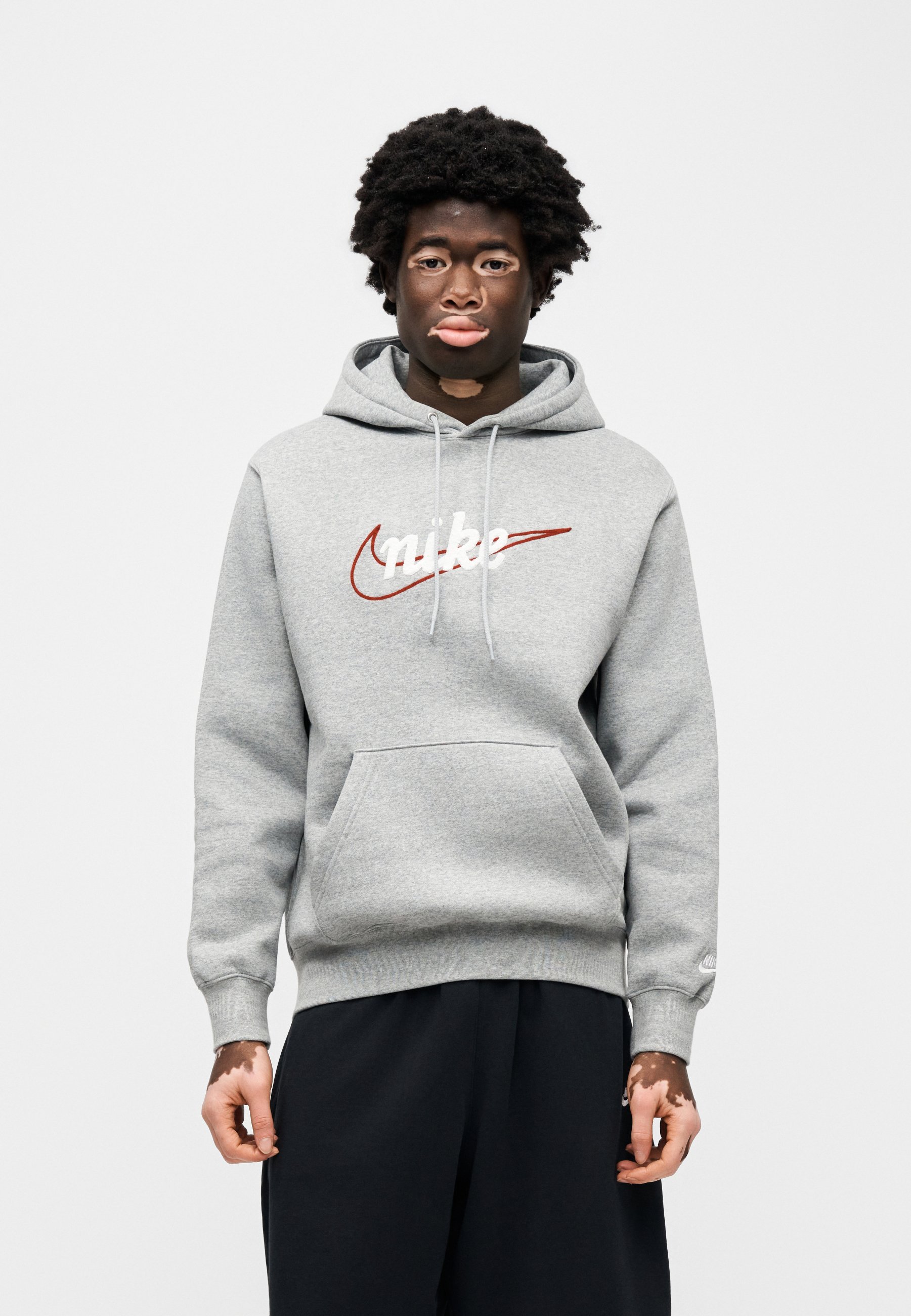 nike grey red hoodie