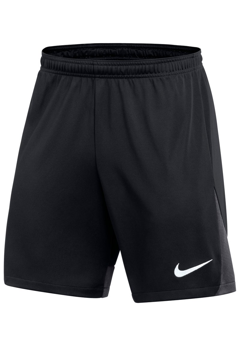 Czarne spodenki sportowe wykonane z lekkiego materiału, z siateczkowym panelem bocznym i białym logo Nike z przodu po lewej stronie. Elastyczna talia.