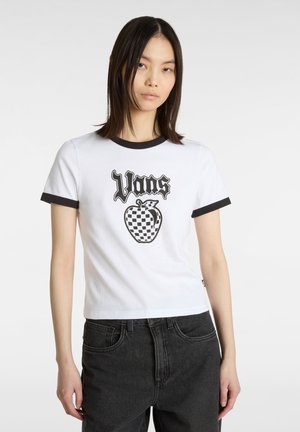 Vans APPLE BOOM RINGER - Triko s potiskem - white/black