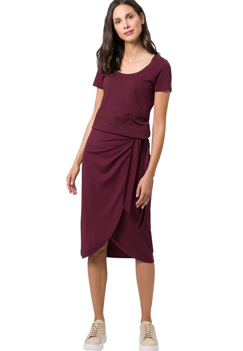 Damen Jeansröcke | zero MIDI MIT BINDEDETAIL Wickelrock dusky red/rot - VV35718 Damen Jeansröcke | zero MIDI MIT BINDEDETAIL Wickelrock dusky red/rot - VV35718