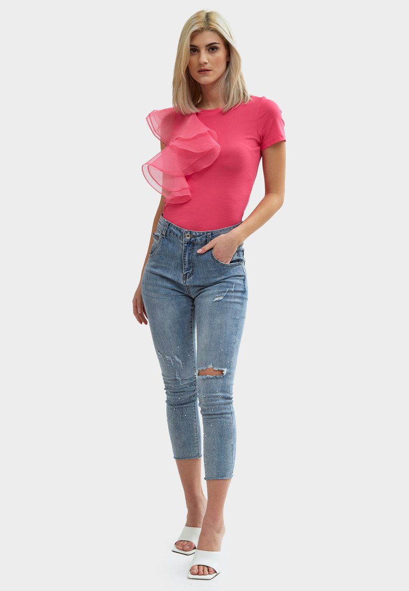 Damen T-Shirts | INFLUENCER ORGANZA RUFFLE T-Shirt basic orchid/pink - JK35972 Damen T-Shirts | INFLUENCER ORGANZA RUFFLE T-Shirt basic orchid/pink - JK35972