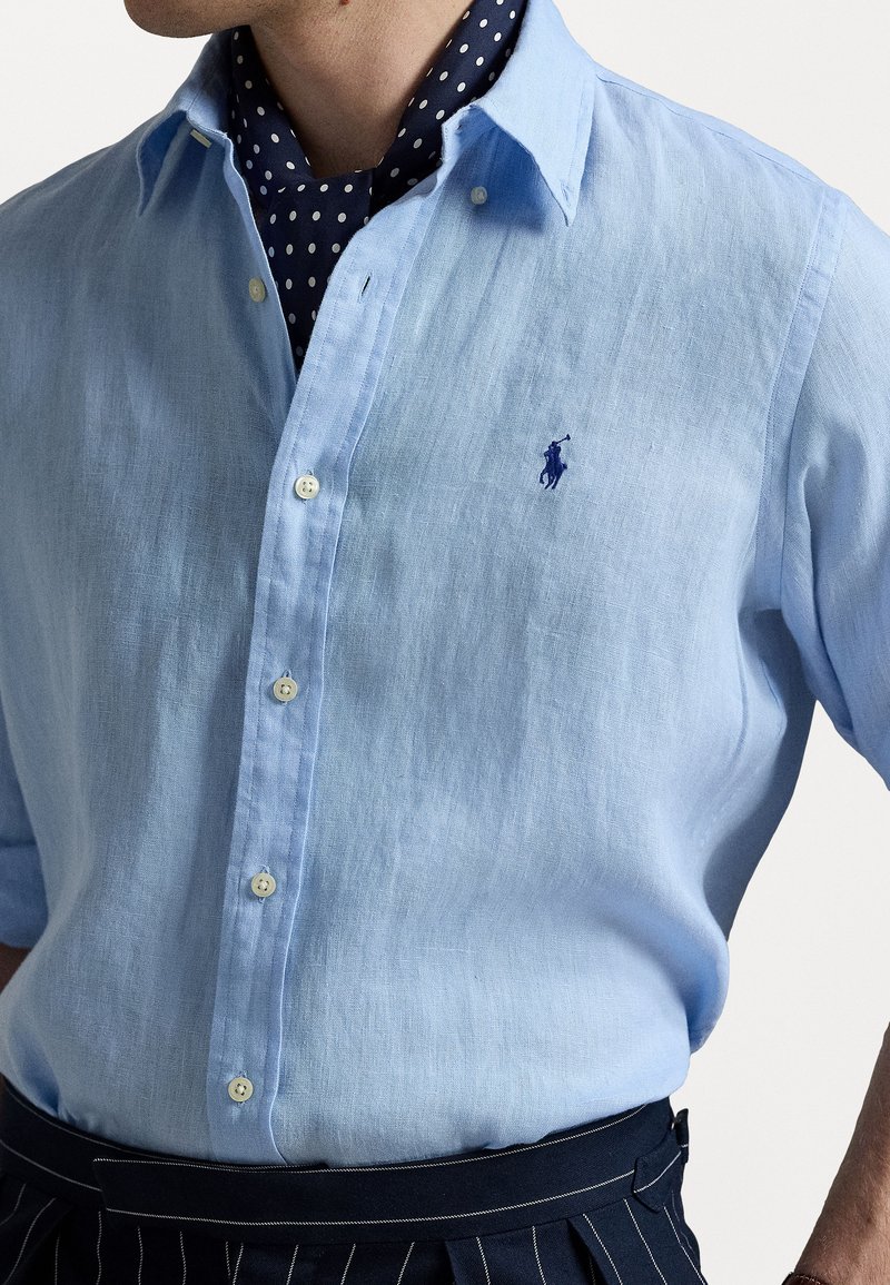 Polo Ralph Lauren CUSTOM FIT LINEN SHIRT - Shirt - office blue/light blue -  Zalando.ie