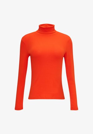 Langärmliges Turtleneck-Oberteil in leuchtendem Orange, mit einer engen Passform und weichem, elastischem Stoff für Komfort und Bewegungsfreiheit.