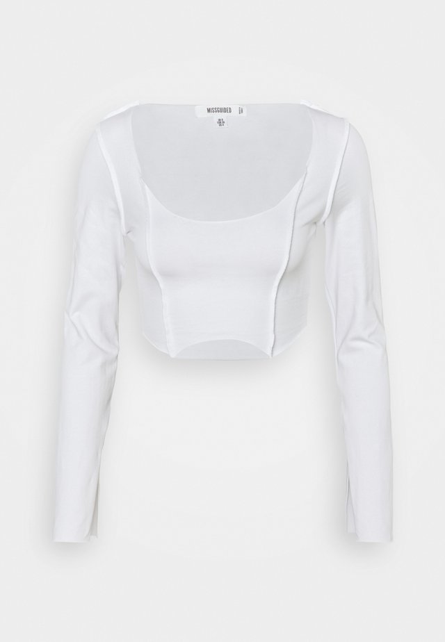 RAW EDGE EXPOSED SEAM LONG SLEEVE - T-shirt à manches longues - white