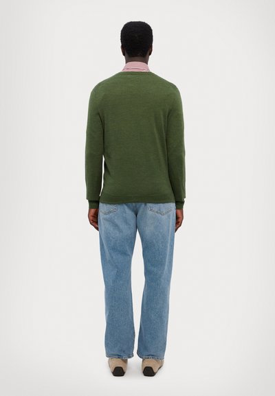 Polo Ralph Lauren SLIM FIT WASHABLE WOOL V-NECK JUMPER - Camisola - classic olive heather