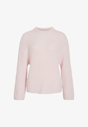 Gaiši rozā ribbieša džemperis ar garām piedurknēm un apaļu izgriezumu. Mīksta tekstūra un vaļīga piegriezuma, ar minimālistisku dizainu.