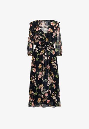 Luisa Spagnoli PORTOFINO - Day dress - var nero fiori pesco