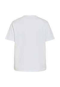 Απλό λευκό κοντομάνικο T-shirt, εμφανιζόμενο από πίσω, με στρογγυλή λαιμόκοψη και χωρίς εμφανή σχέδια ή λογότυπα.