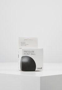 Black spherical pressure point ball in a white box, labeled "Pressure Point Ball." Text on packaging notes "Holistic Training from Sweden since 1984."