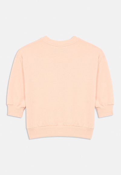 Felpa color pesca chiaro con scollatura rotonda, vestibilità relaxed, maniche lunghe e polsini e orlo a coste, realizzata in morbido tessuto misto cotone.