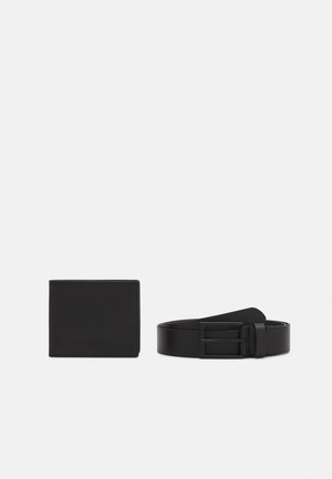 LEATHER SET WALLET & BELT - Plånbok - black