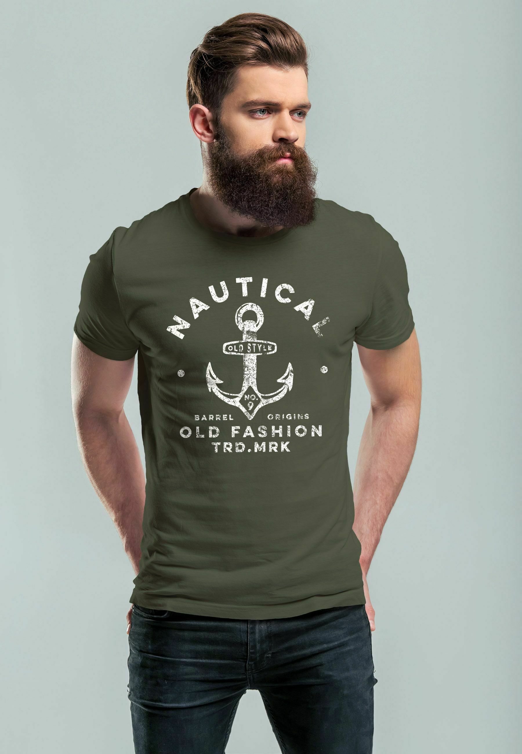 Neverless Herren T-Shirt Mit Oldschool NYC Vintage Schriftzug – Lässiges Slim Fit Shirt Aus Baumwolle