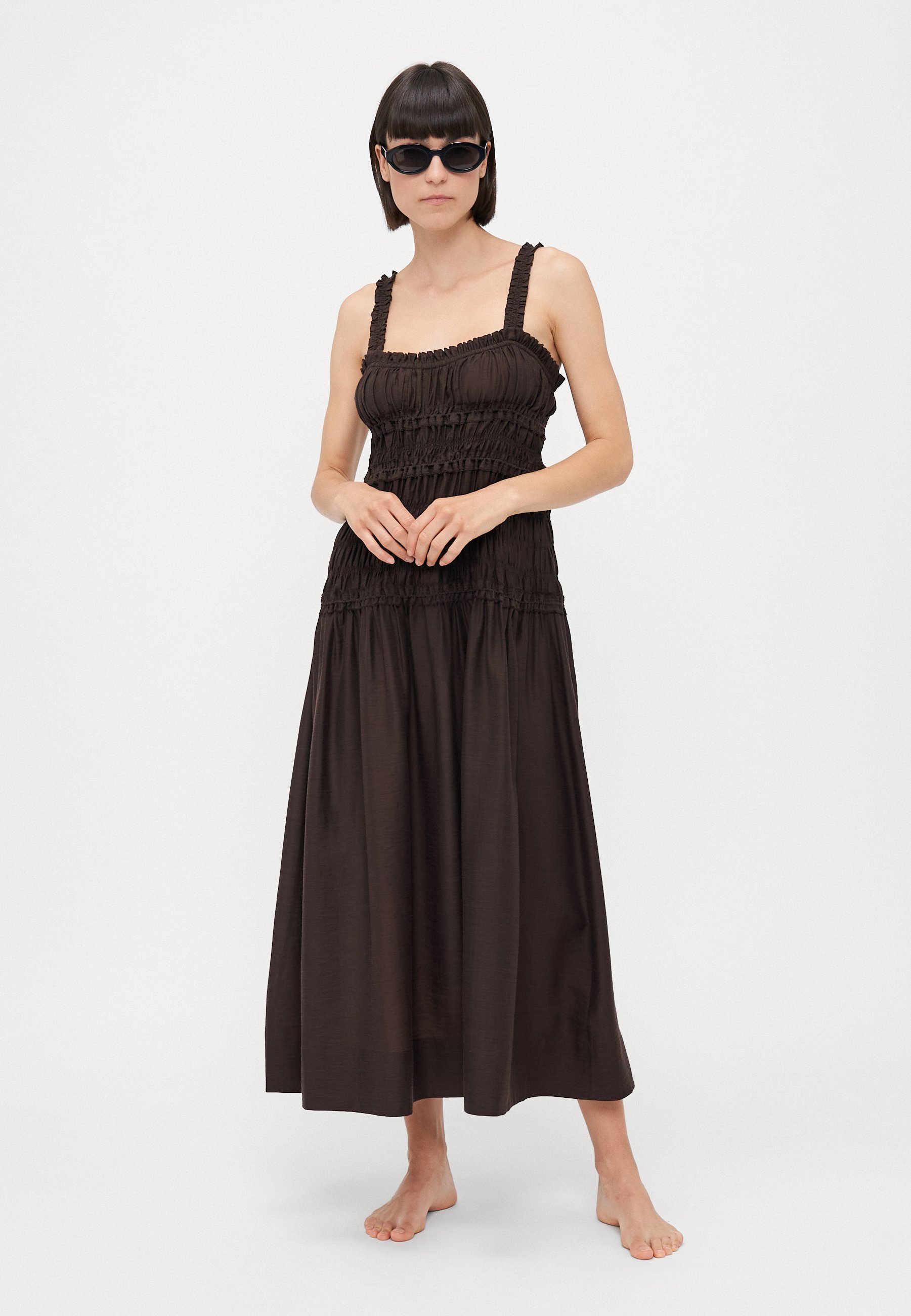 Tory Burch SMOCKED MIDI DRESS - Beach accessory - deep