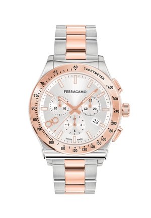 FERRAGAMO 1927 CHRONO - Chronograph watch - silver coloured and rosegold coloured