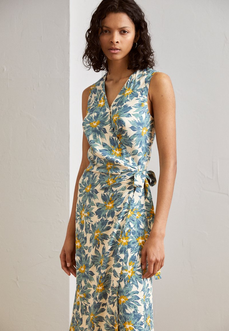 Dubbelzijdige dress- 100% cotton wrap jurk- lange mouwen - world of flowers
