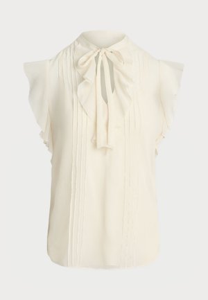 Lauren Ralph Lauren PINTUCKED GEORGETTE TIE NECK BLOUSE - Blouse - mascarpone cream