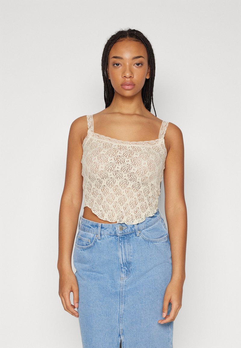 BDG Urban Outfitters - JAIDA LACE VEST - Viršus - offwhite, Padidinti