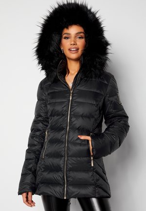 FUR HOODED DOWN JACKET - Dunjakker - black