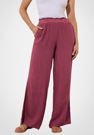 ACID WASH WIDE LEG - Housut - red