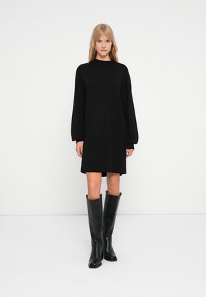 Vero Moda VMNANCY FUNNELNECK NOOS - Stickad klänning - black