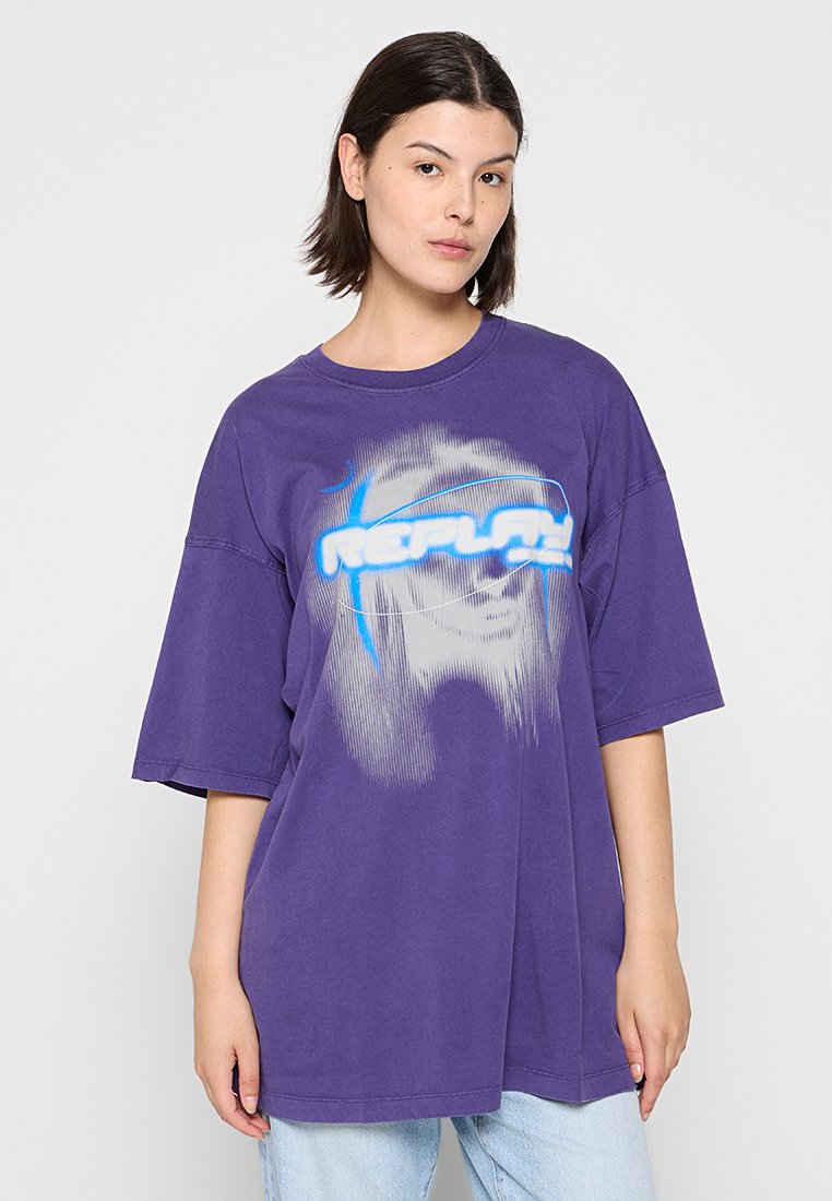 Replay T-shirt print paars Replay T-shirt print paars