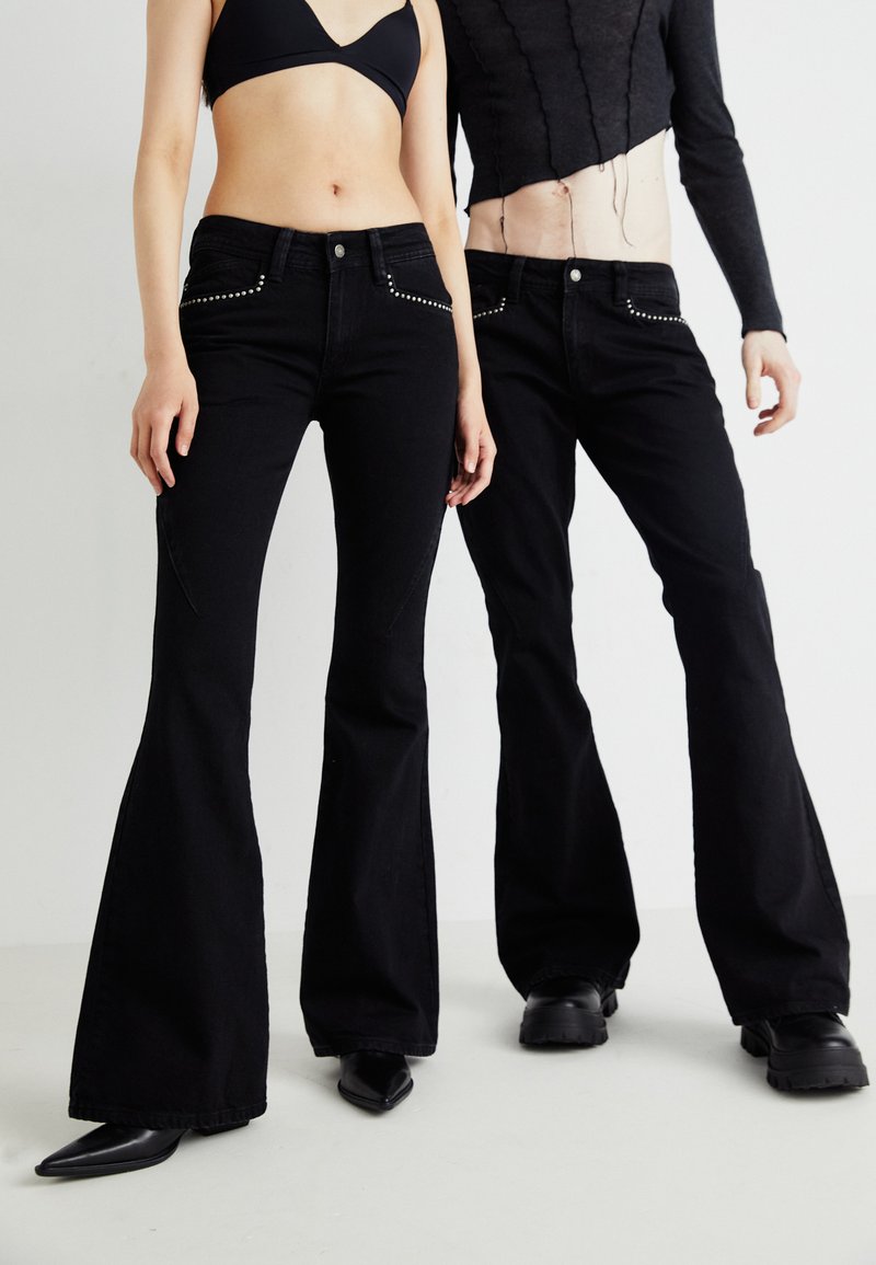 Jaded London DRIFT UNISEX - Bő szabású farmernadrág - black
