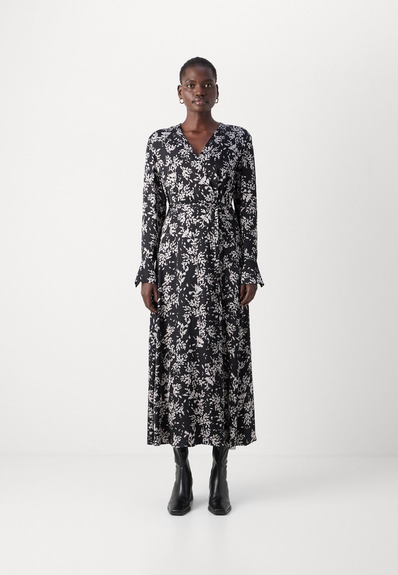 Marc O'Polo LONG SLEEVE - Maxi dress - black white/multi-coloured -  Zalando.co.uk