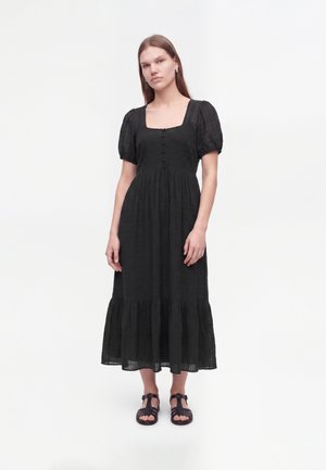 New Look, CHECKED BUTTON THROUGH MIDI - Jurk - black