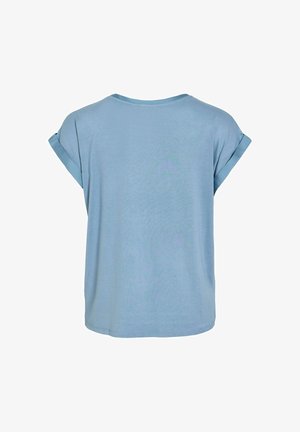 VILA, VIELLETTE S/S SATIN TOP - NOOS - Basic póló - blue shadow