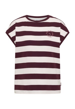 Cecil, T-SHIRT MIT STREIFEN UND PRINTDETAIL - T-shirt con stampa - sweet grape red