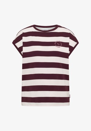 Cecil, T-SHIRT MIT STREIFEN UND PRINTDETAIL - T-shirt con stampa - sweet grape red