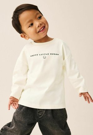 Next, REGULAR FIT - LONG SLEEVE SMALL GRAPHIC PRINTED T-SHIRT . - Pikkade varrukatega topp - white happy little human slogan