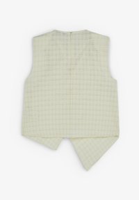 Ärmelloses Top aus leichtem Stoff in Off-White mit einem karierten Muster. Verfügt über einen Reißverschluss hinten und einen asymmetrischen Saum.