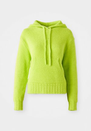 Limoengroene, fluffy hoodie met een gestructureerd oppervlak, trekkoordcapuchon en ribgebreide manchetten en zoom. Heeft een ontspannen pasvorm en een zachte stof.